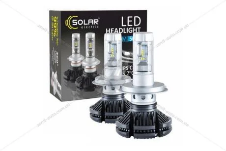 Лампа світлодіодна H4 12/24V 50W 3000K/6000K/8000K 6000Lm Chip ZES 2nd G (к-т 2шт) Solar 8804