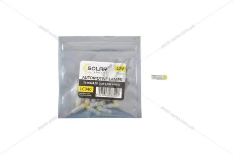 Лампа світлодіодна 12V T5 W2x4.6d W1,2W (1COB 0,5W) колір білий (кратно 20) Solar LC340_P