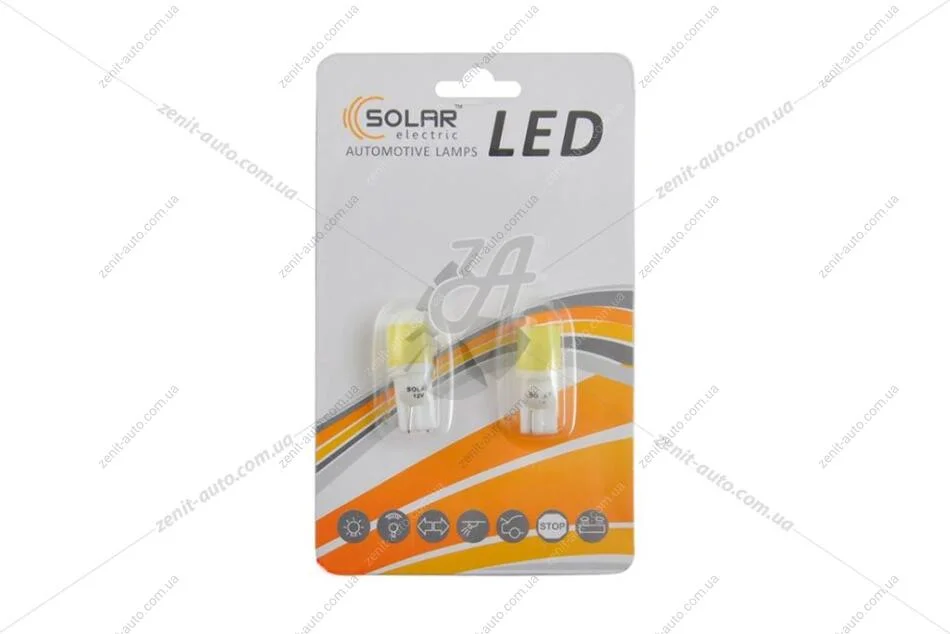 Лампа світлодіодна 12V T10 W2.1x9.5d W5W (1 COB-02) білий (кратно 10) Solar LC343_P (фото 1)