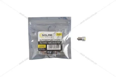 Лампа світлодіодна 12V Т8.5 BA9s (1SMD 1W) білий (кратно 10) Solar LS242_P