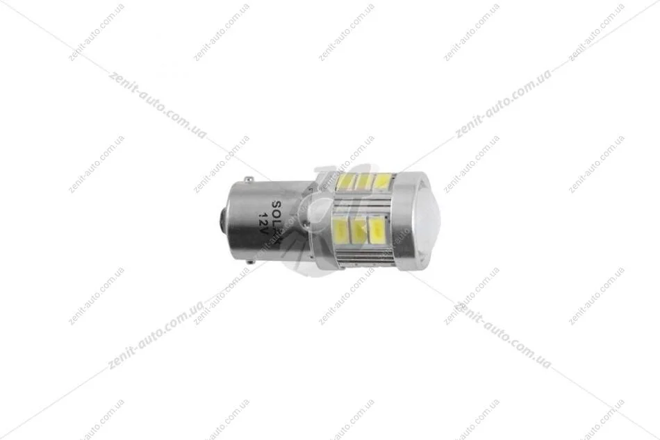 Лампа світлодіодна 12/24V S25 P21W BA15s (18SMD 57x30) 120LM линза білий (к-т 2шт) Solar LS295_B2 (фото 1)