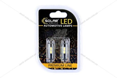 Лампа світлодіодна 12V T10 W2.1x9.5d W5W (10SMD 57x30) білий (к-т 2шт) Solar SL1345