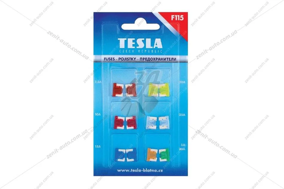Запобіжники штирьові Міні ЕКСТРА (мікро) 7.5-30А (12 шт) Tesla TESLA F115.000.000 (фото 1)