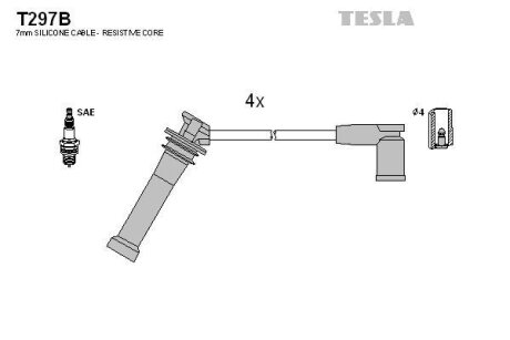 Провода высоковольтные (к-кт) Mazda 6 (02-08) 1.8, 2.0, 2.3i BLATNA TESLA 'T297B