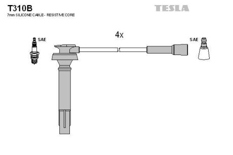 Провода высоковольтные (к-кт) SUBARU FORESTER (02-08) 2.0, 2.5i BLATNA TESLA 'T310B