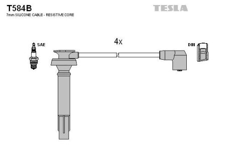 Провода высоковольтные (к-кт) Subaru Legaci IV 2.5i BLATNA TESLA 'T584B