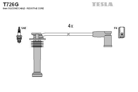 Провода высоковольтные (к-кт) FORD TRANSIT (02-13) 1.8i BLATNA TESLA 'T726G