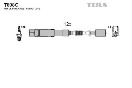 Провода высоковольтные (к-кт) MB C-CLASS (W203), E-CLASS (W210,W211) BLATNA TESLA 'T808C