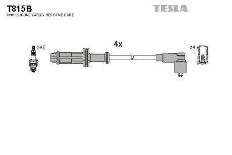 Провода высоковольтные (к-кт) CITROEN BERLINGO (96-11) 1.1, 1.4i BLATNA TESLA 'T815B (фото 1)
