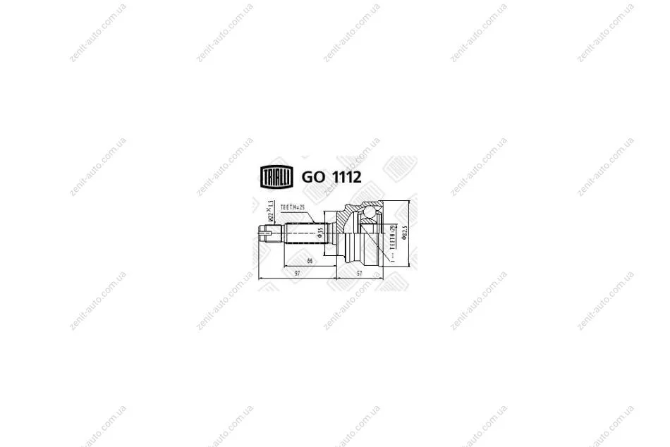 ШРУС наружный Colt 1.3/1.5 (02-) (нар:25/вн:29) TRIALLI Trialli GO 1112 (фото 1)