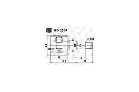 ШРУС внутренний левый Mazda 3 03- (нар:24/вн:22) TRIALLI Trialli GO 2507