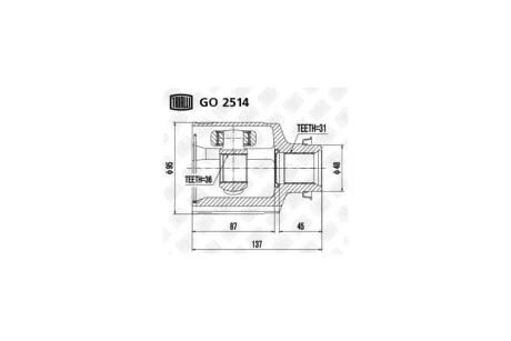ШРУС внутренний правый MAZDA CX-7 (07-15) (нар:31/вн:36) TRIALLI Trialli GO 2514