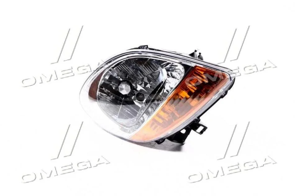 Фара права Renault Kangoo, Nissan Kubistar (03-) H4 хром/жовт. (20-A361-A5-2B) TYC '20A361A52B (фото 1)