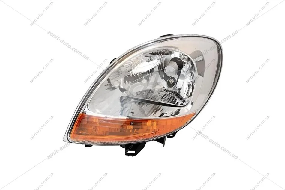 Фара левая Renault Kangoo, Nissan Kubistar (03-) H4 хром/желт. (20-A362-A5-2B) TYC '20A362A52B (фото 1)