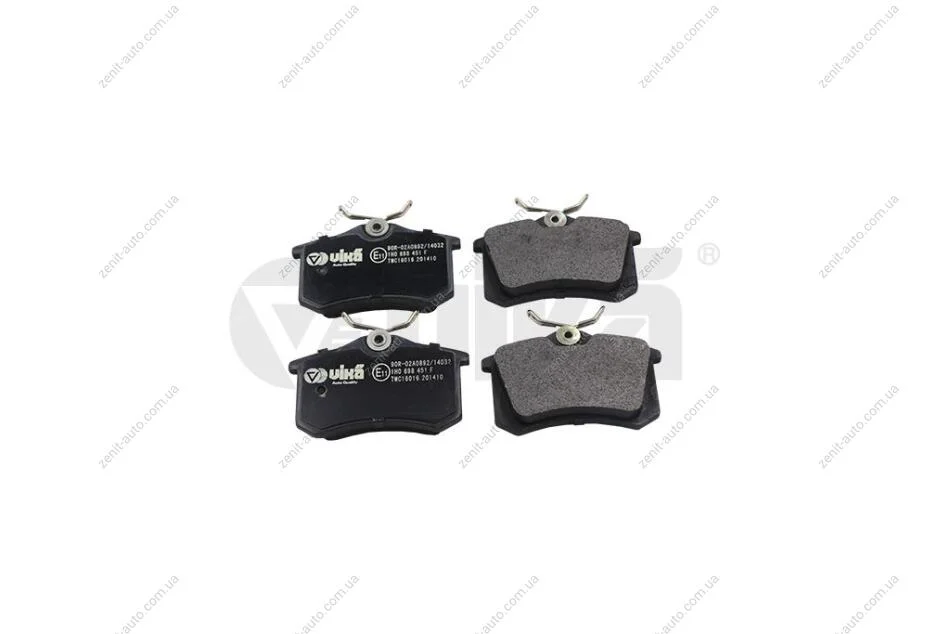 Колодки тормозные задние дисковые VW Polo, Passat, Jetta, Golf / Audi A4/ Peugeot / Renault / Citroen VIKA Vika 66981100801 (фото 1)