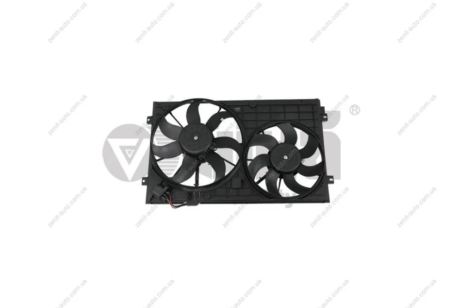 Диффузор вентилятора с двумя вентиляторами 200W+150W с блоком управления VW Touran (03-10)/Audi A3 (03-12) vika Vika 91210547801 (фото 1)