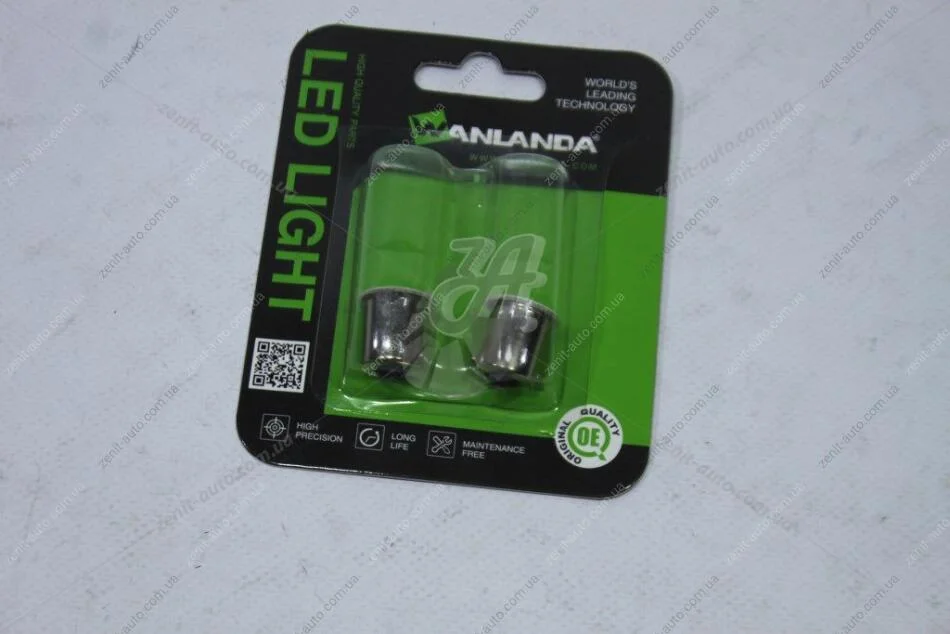 Лампа світлодіодна P21W R5W 12V BA15S (1156) 0,12W 48Lm (20x22mm) (1-конт) (No canbus) (кратно 2) WANLANDA '1156COB12SMD (фото 1)