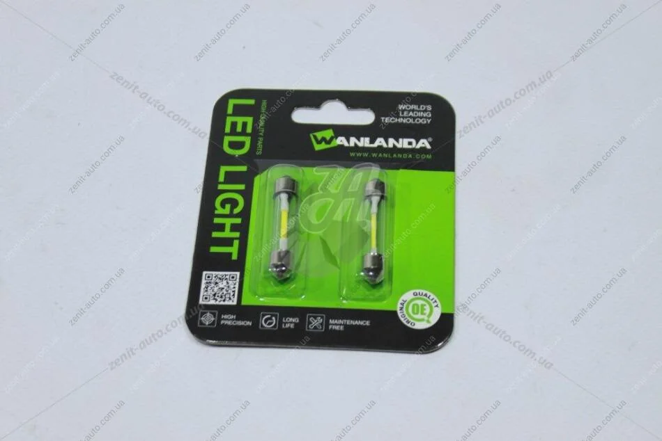 Лампа світлодіодна C5W 10W Festoon 12V SV8.5 0,36W 56Lm (39x8mm) (No canbus) (кратно 2) (салон, подс.ном.) WANLANDA '39MMDSTM (фото 1)