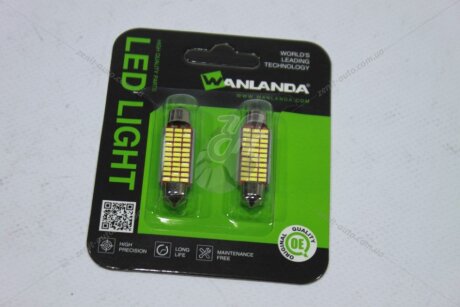 Лампа світлодіодна C5W 10W Festoon 12V SV8.5 1,8W 660Lm (41x13mm) (Yes canbus) (кратно 2) (салон, подс.ном.) WANLANDA '41MM301433SMDHB
