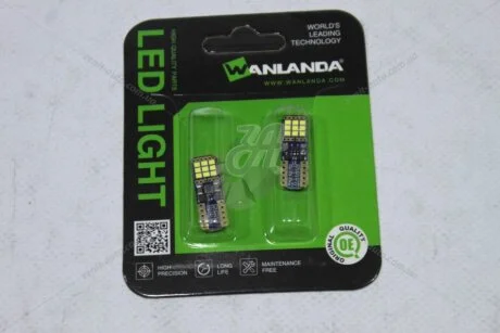 Лампа светодиодная T10 12V 2,52W 360Lm (10x27mm)(Yes canbus) (кратно 2) WANLANDA 'T10201618C