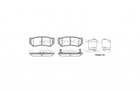 Колодки тормозные дисковые задние Hyundai H-1 cargo 2.5 08-,Hyundai H-1 travel 2.5 08- WOKING P13393.02 (фото 1)
